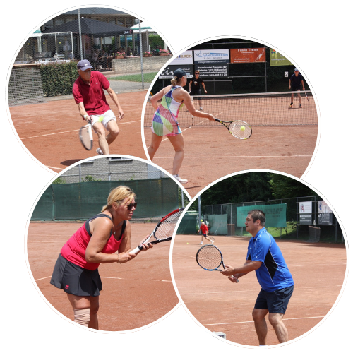 4 tennissers in cirkel